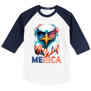 Merica Bald Eagle USA Eagle 4th Of July Patriotic Funny Baseball Sleeve Shirt