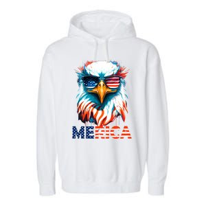 Merica Bald Eagle USA Eagle 4th Of July Patriotic Funny Garment-Dyed Fleece Hoodie