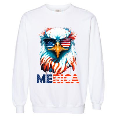 Merica Bald Eagle USA Eagle 4th Of July Patriotic Funny Garment-Dyed Sweatshirt