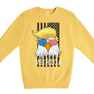 Merica Bald Eagle 4th of July Trump American Flag Funny Gift Premium Crewneck Sweatshirt