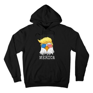 Merica Bald Eagle 4th of July Trump American Flag Funny Gift Hoodie