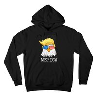 Merica Bald Eagle 4th of July Trump American Flag Funny Gift Hoodie