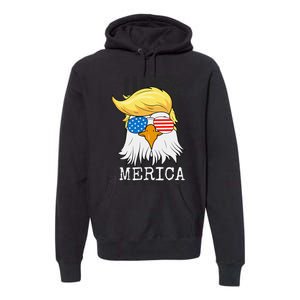 Merica Bald Eagle 4th of July Trump American Flag Funny Gift Premium Hoodie