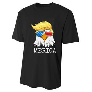 Merica Bald Eagle 4th of July Trump American Flag Funny Gift Performance Sprint T-Shirt