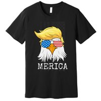 Merica Bald Eagle 4th of July Trump American Flag Funny Gift Premium T-Shirt