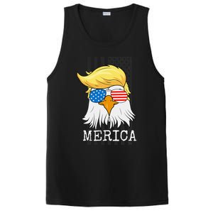 Merica Bald Eagle 4th of July Trump American Flag Funny Gift PosiCharge Competitor Tank