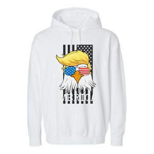 Merica Bald Eagle 4th of July Trump American Flag Funny Gift Garment-Dyed Fleece Hoodie