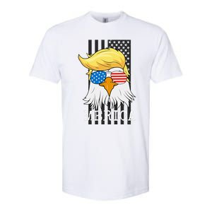 Merica Bald Eagle 4th of July Trump American Flag Funny Gift Softstyle CVC T-Shirt