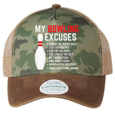 My Bowling Excuses Bowler Funny Bowling Legacy Tie Dye Trucker Hat