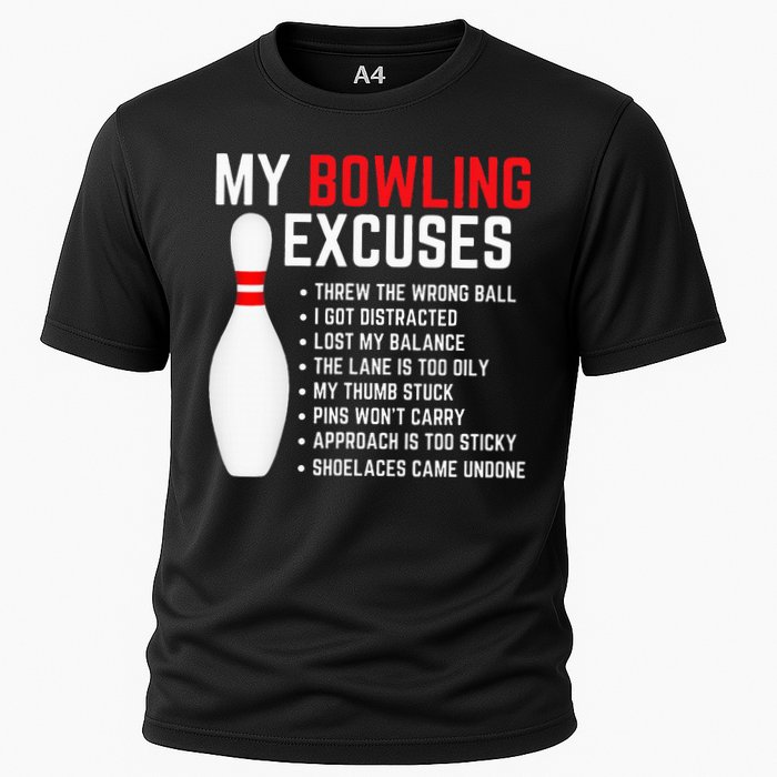 My Bowling Excuses Bowler Funny Bowling Cooling Performance Crew T-Shirt
