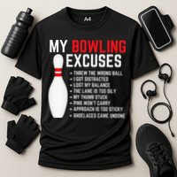 My Bowling Excuses Bowler Funny Bowling Cooling Performance Crew T-Shirt