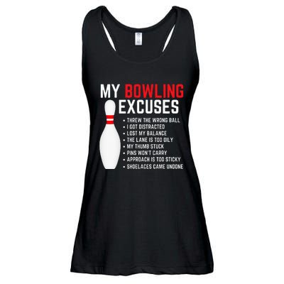 My Bowling Excuses Bowler Funny Bowling Ladies Essential Flowy Tank