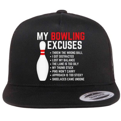My Bowling Excuses Bowler Funny Bowling Flatbill Hat