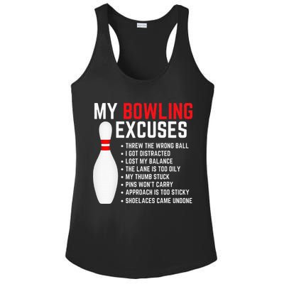 My Bowling Excuses Bowler Funny Bowling Ladies PosiCharge Competitor Racerback Tank