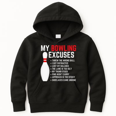 My Bowling Excuses Bowler Funny Bowling Kids Hoodie