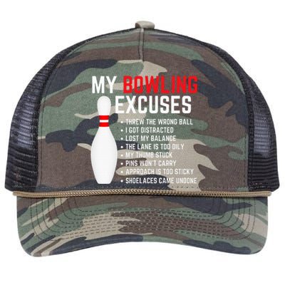 My Bowling Excuses Bowler Funny Bowling Retro Rope Trucker Hat Cap