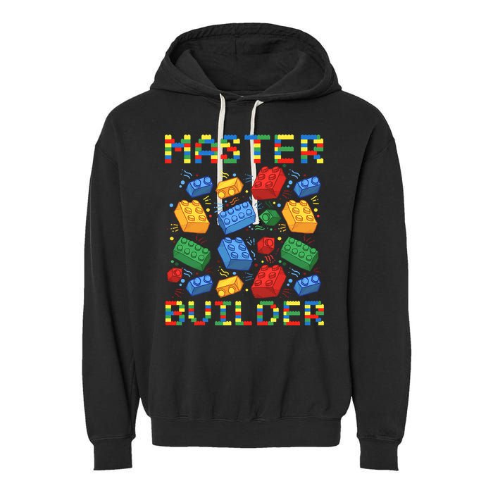 Master Builder Funny Building Blocks For Boys Garment-Dyed Fleece Hoodie