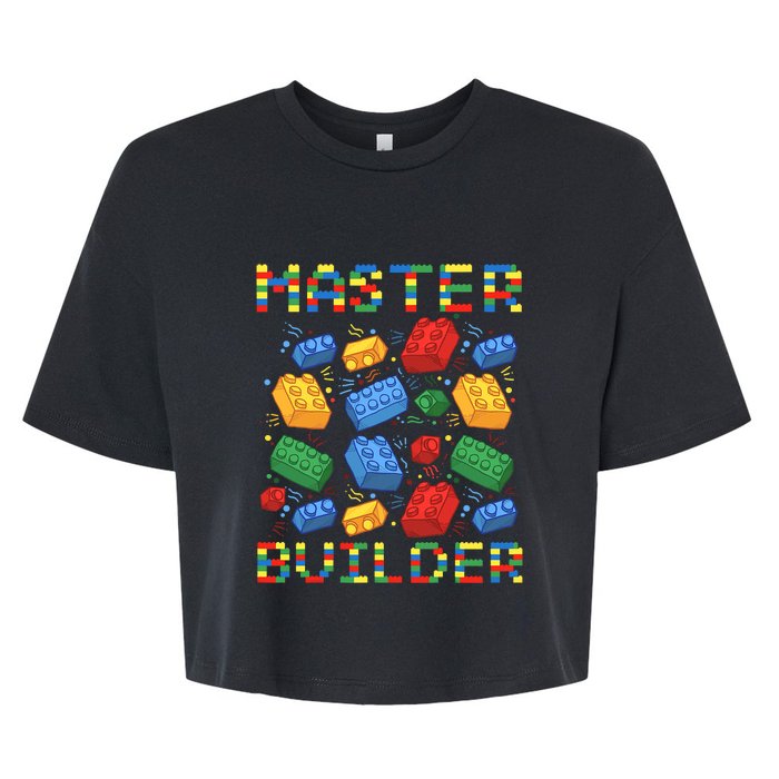 Master Builder Funny Building Blocks For Boys Bella+Canvas Jersey Crop Tee