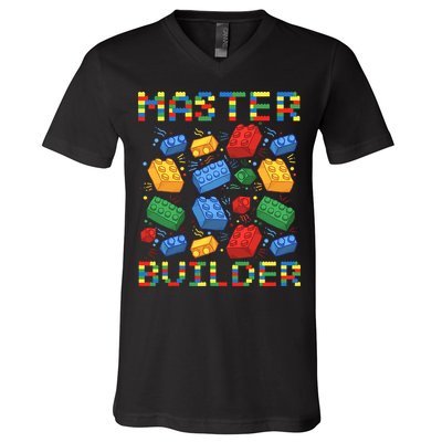 Master Builder Funny Building Blocks For Boys V-Neck T-Shirt