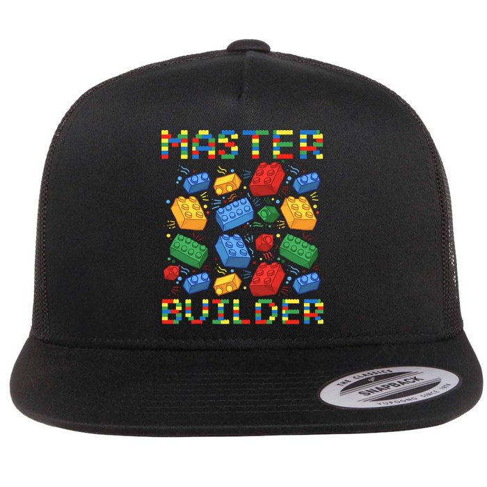 Master Builder Funny Building Blocks For Boys Flat Bill Trucker Hat