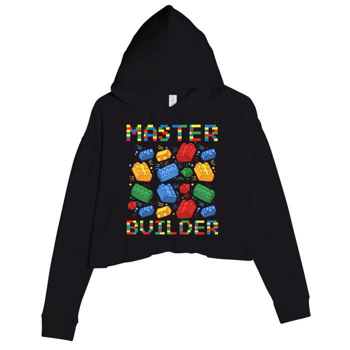 Master Builder Funny Building Blocks For Boys Crop Fleece Hoodie