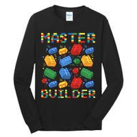 Master Builder Funny Building Blocks For Boys Tall Long Sleeve T-Shirt