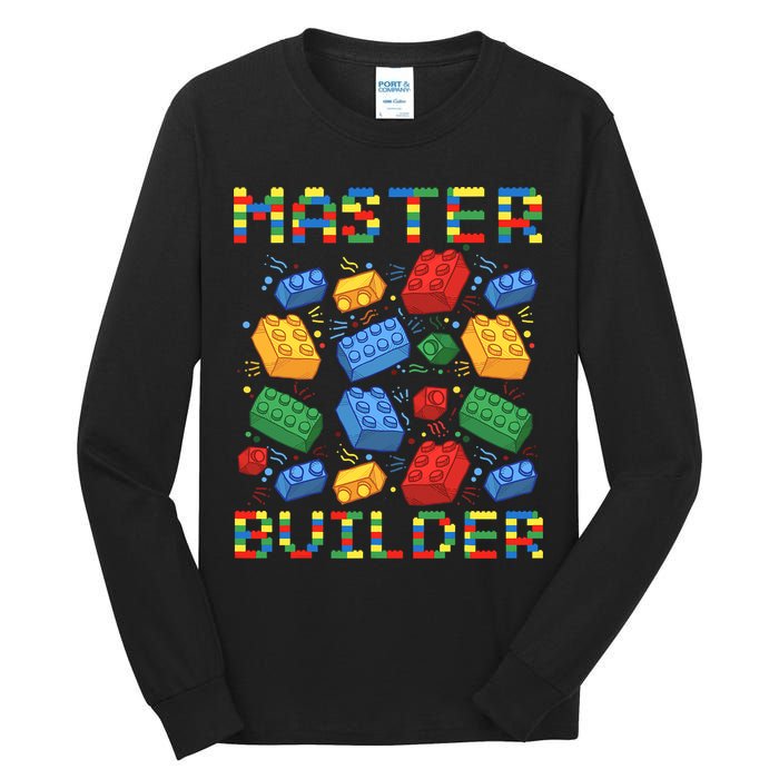 Master Builder Funny Building Blocks For Boys Tall Long Sleeve T-Shirt