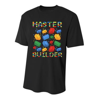 Master Builder Funny Building Blocks For Boys Youth Performance Sprint T-Shirt