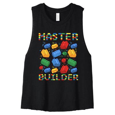 Master Builder Funny Building Blocks For Boys Women's Racerback Cropped Tank