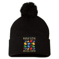 Master Builder Funny Building Blocks For Boys Pom Pom 12in Knit Beanie