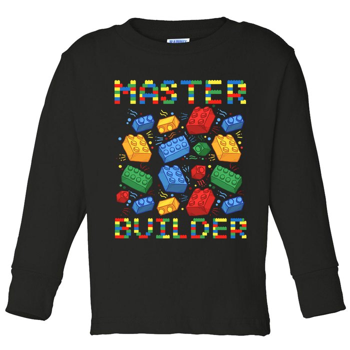 Master Builder Funny Building Blocks For Boys Toddler Long Sleeve Shirt
