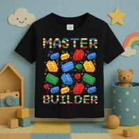 Master Builder Funny Building Blocks For Boys Toddler T-Shirt