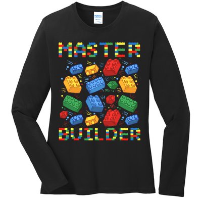 Master Builder Funny Building Blocks For Boys Ladies Long Sleeve Shirt