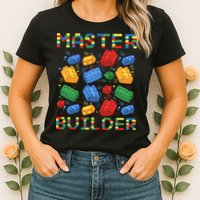 Master Builder Funny Building Blocks For Boys Womens T-Shirt