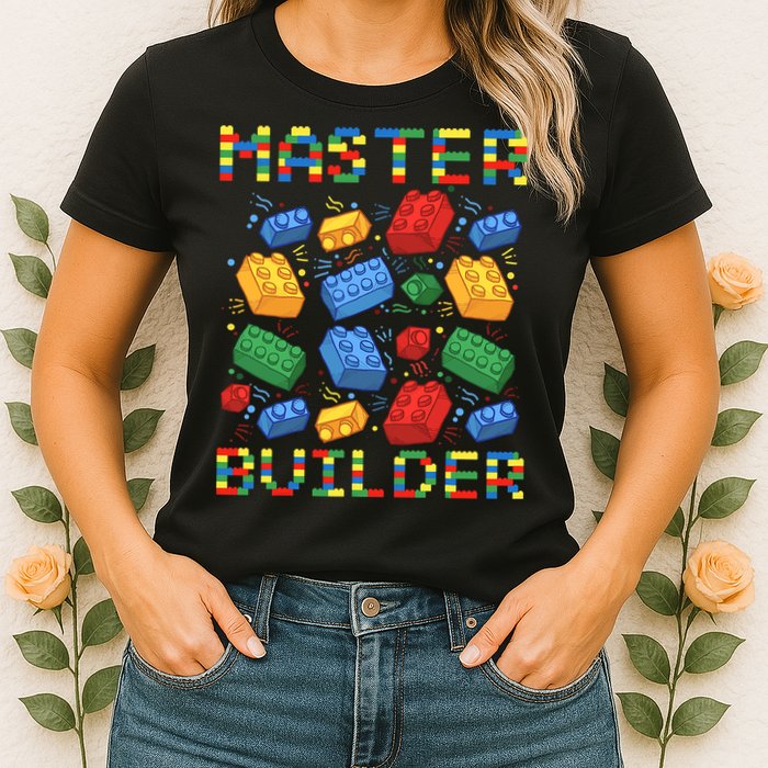 Master Builder Funny Building Blocks For Boys Womens T-Shirt