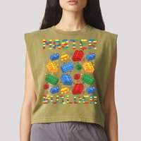 Master Builder Funny Building Blocks For Boys Garment-Dyed Women's Muscle Tee