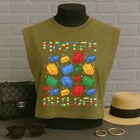 Master Builder Funny Building Blocks For Boys Garment-Dyed Women's Muscle Tee