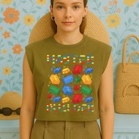 Master Builder Funny Building Blocks For Boys Garment-Dyed Women's Muscle Tee