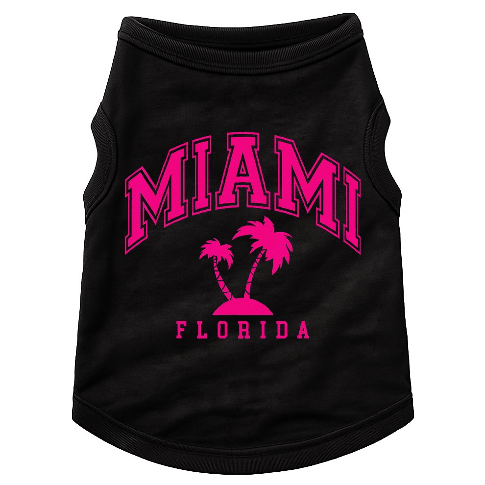 Miami Beach Florida Palms Palm Trees Preppy Varsity Pink Doggie Tank