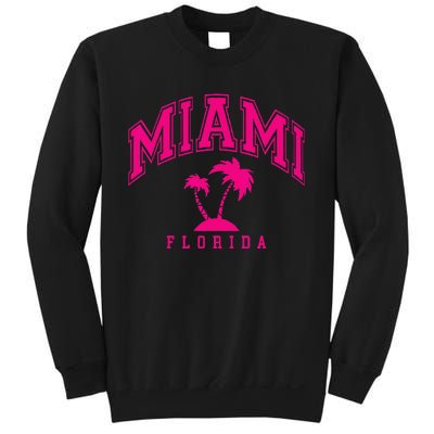 Miami Beach Florida Palms Palm Trees Preppy Varsity Pink Sweatshirt