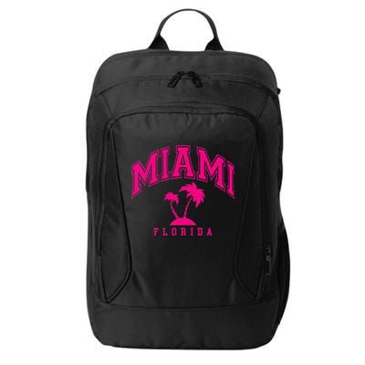 Miami Beach Florida Palms Palm Trees Preppy Varsity Pink City Backpack