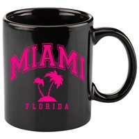 Miami Beach Florida Palms Palm Trees Preppy Varsity Pink 11oz C Handle Ceramic Mug