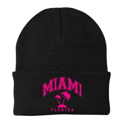 Miami Beach Florida Palms Palm Trees Preppy Varsity Pink Beanie