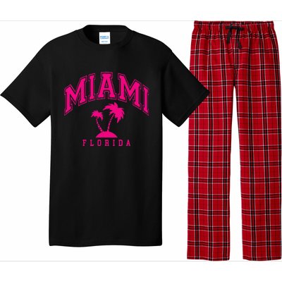 Miami Beach Florida Palms Palm Trees Preppy Varsity Pink Pajama Set