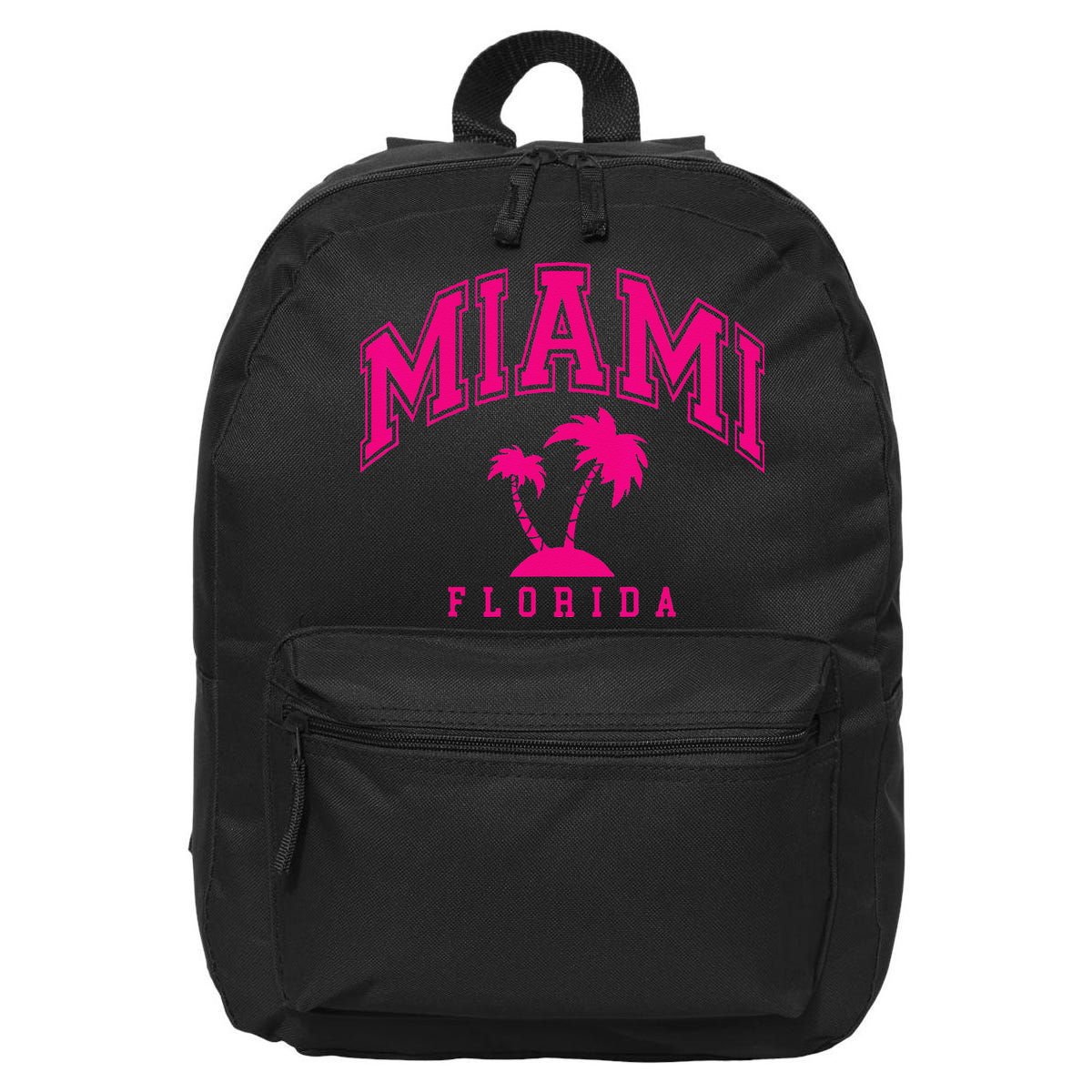 Miami Beach Florida Palms Palm Trees Preppy Varsity Pink 16 in Basic Backpack