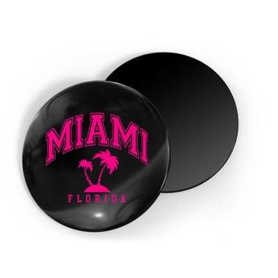 Miami Beach Florida Palms Palm Trees Preppy Varsity Pink Magnet