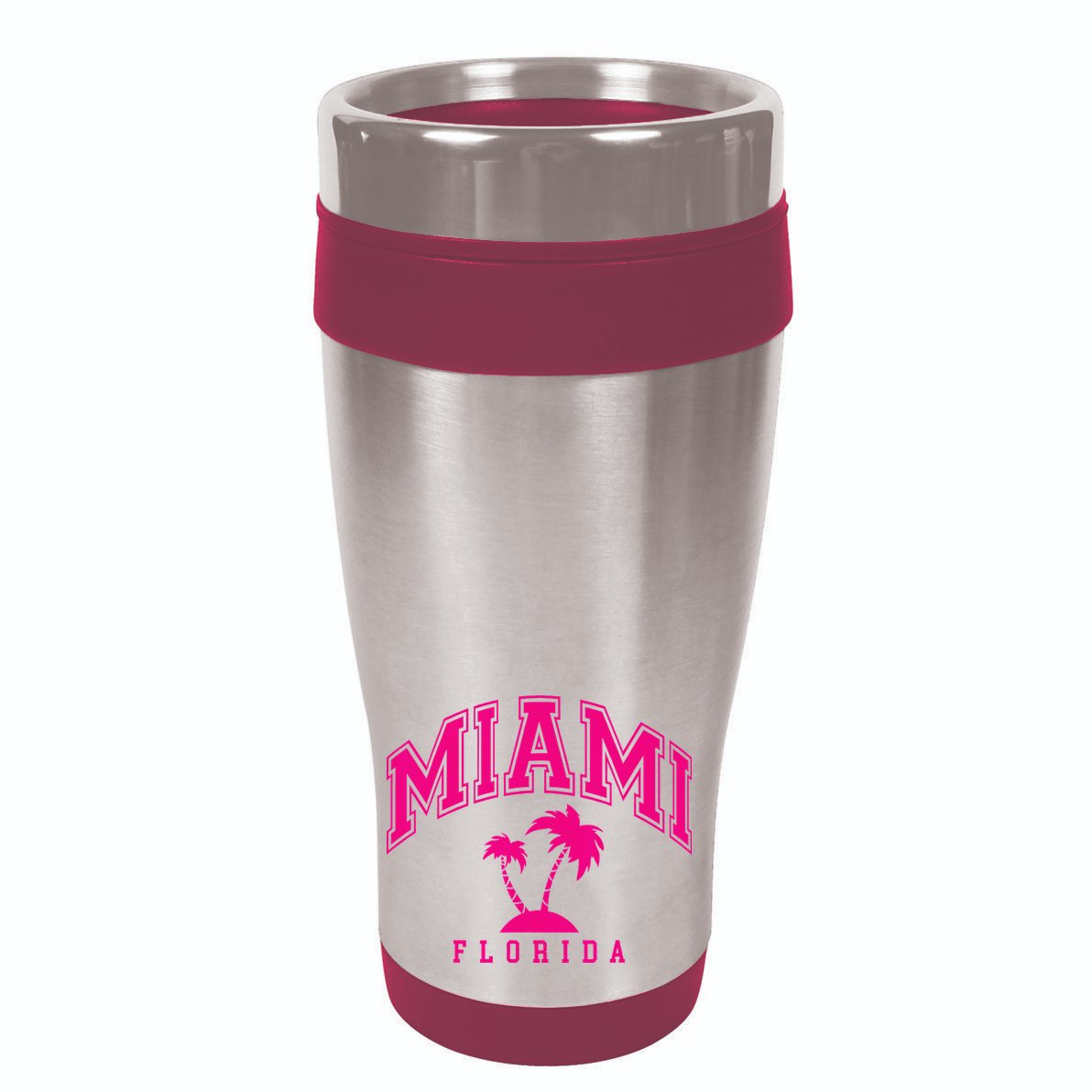 Miami Beach Florida Palms Palm Trees Preppy Varsity Pink Pom Pom 12in Knit Beanie