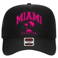 Miami Beach Florida Palms Palm Trees Preppy Varsity Pink Hat