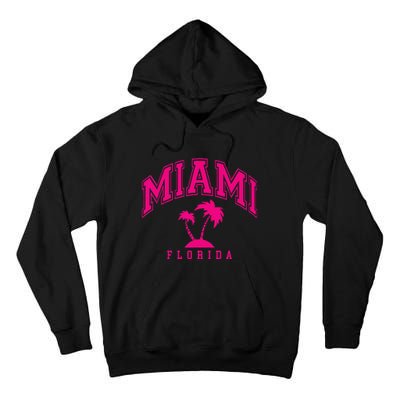 Miami Beach Florida Palms Palm Trees Preppy Varsity Pink Tall Hoodie