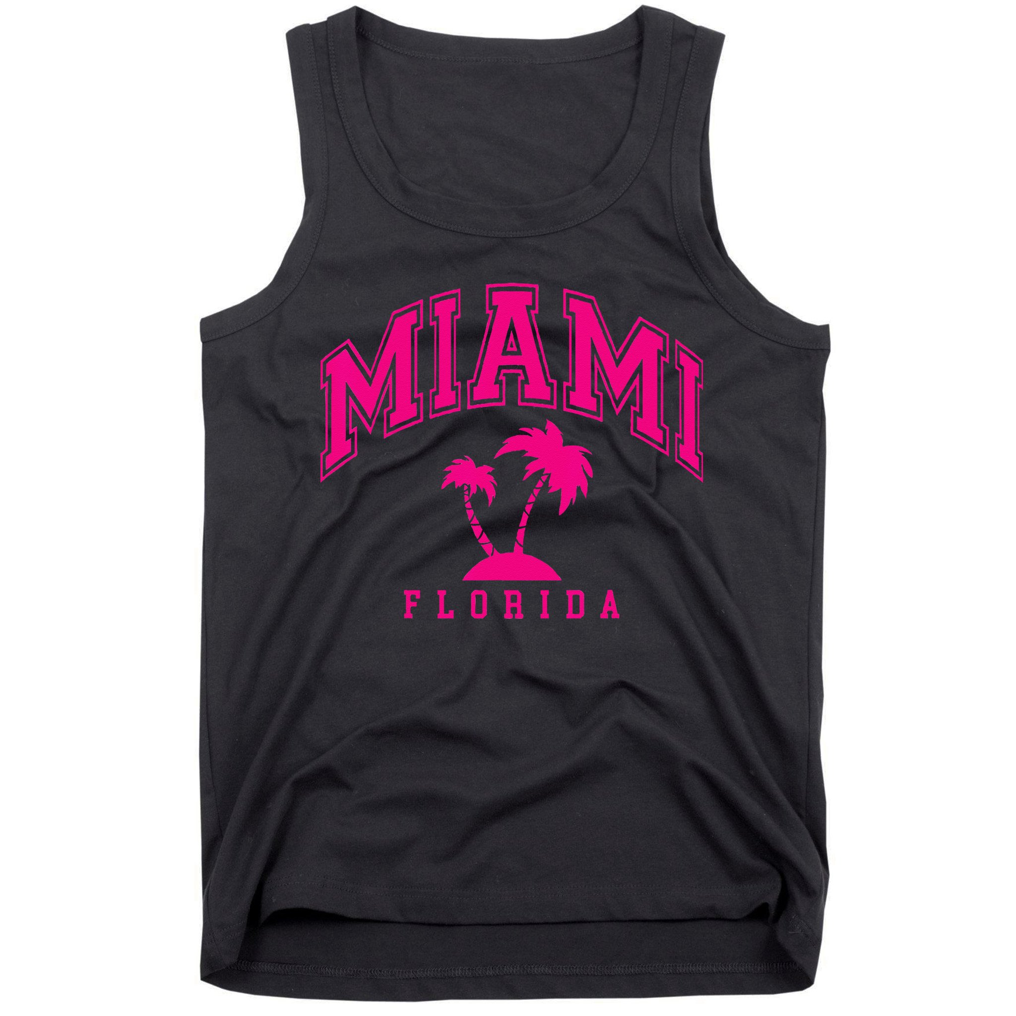 Miami Beach Florida Palms Palm Trees Preppy Varsity Pink Tank Top